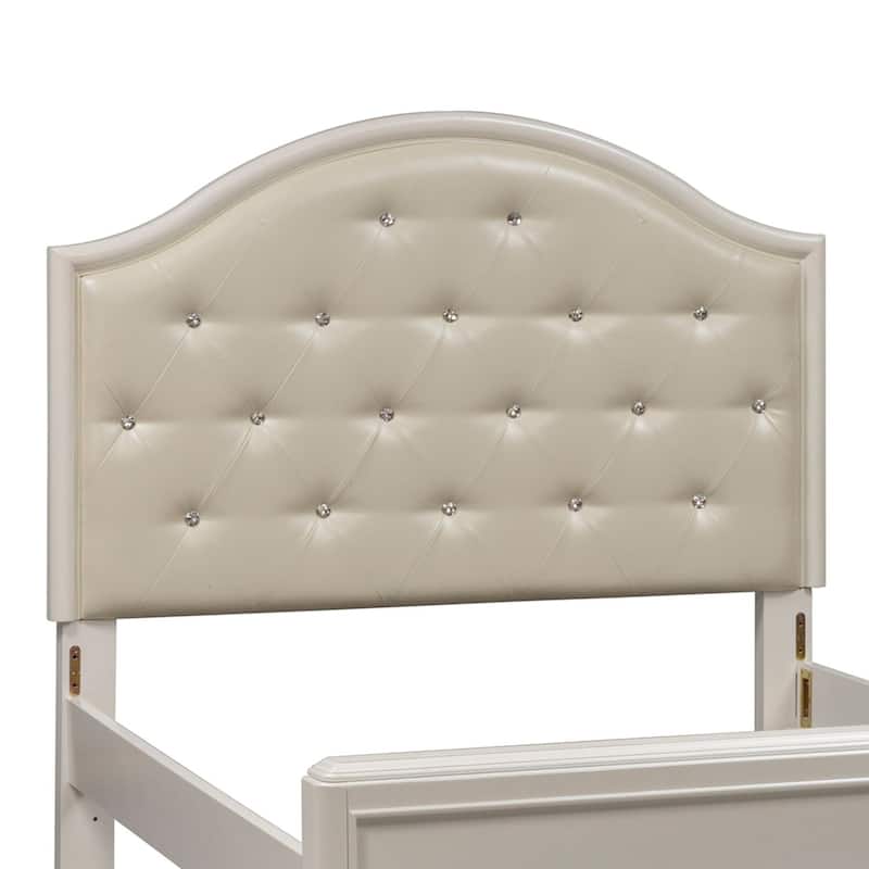 Stardust Iridescent White Panel Bed