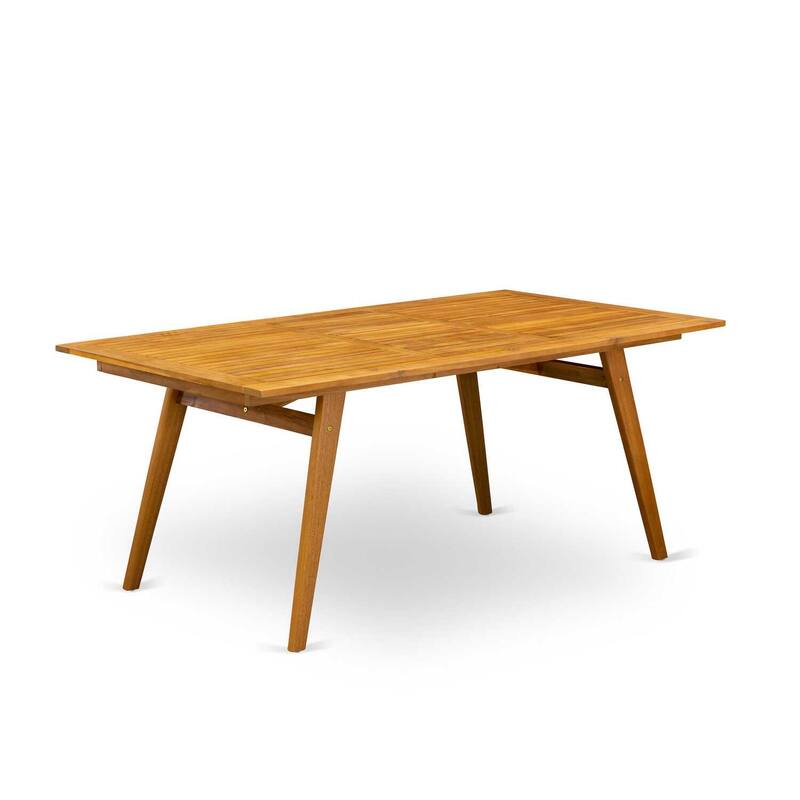 7-Piece Patio Set - Outdoor Coffee Table with 6 Chairs - Small Bistro Table Set - Natural Wood Finish - 72