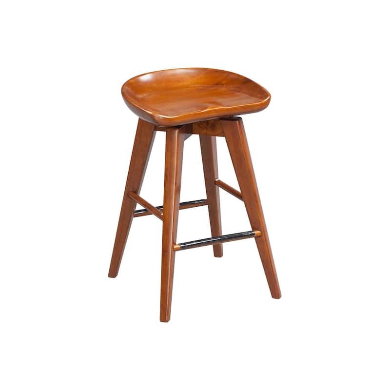 Bali Backless Wood Swivel Indoor Barstool - N/A
