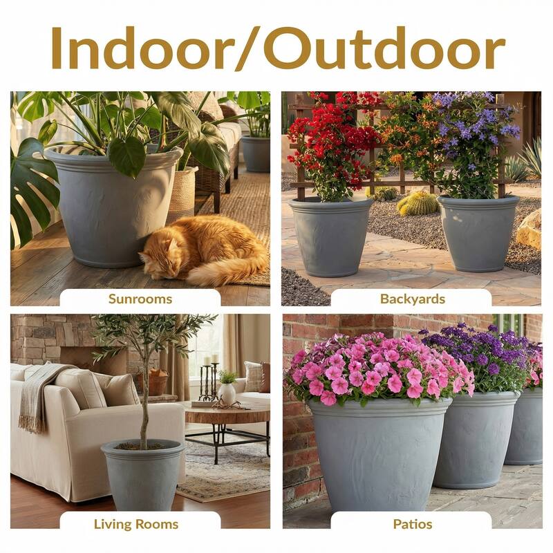 Sunnydaze Anjelica Outdoor Flower Pot Planter - 20-Inch - 2-Pack