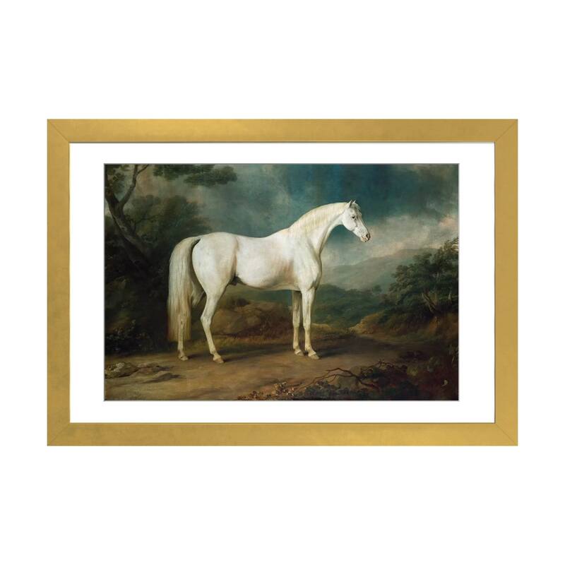 iCanvas "White horse in a wooded landscape, 1791 " by Sawrey Gilpin - Gold - 16x24x1