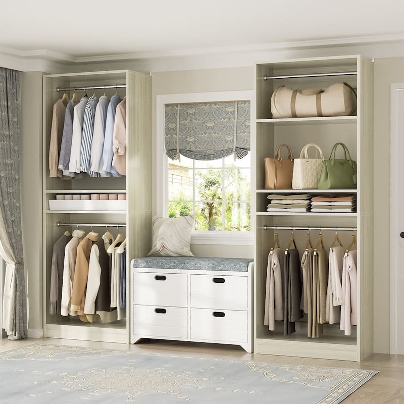 Cimly 25'' W Closet Organizer System with 2 Hanging Rods and DIY Shelves for Walk-in and Reach-in Closet