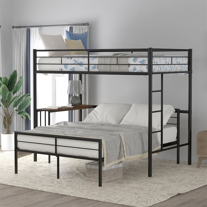 Merax Twin Over Full Metal Bunk Bed with Desk