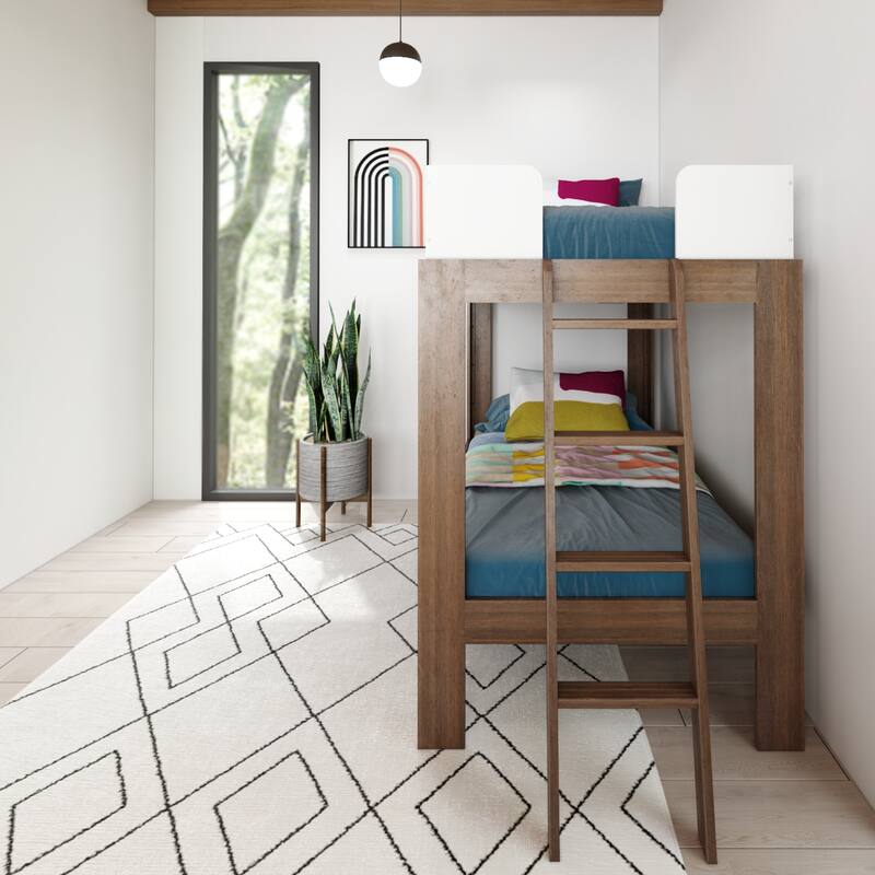 Max and Lily Mid-Century Modern Twin over Twin Bunk Bed