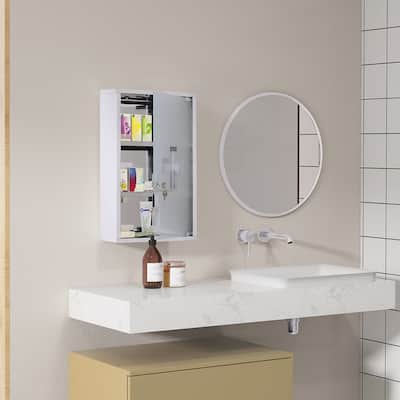 kleankin Wall Mounted Medicine Cabinet, Locking Wall Cabinet, Silver - 11.75" W x 7" D x 19.75" H