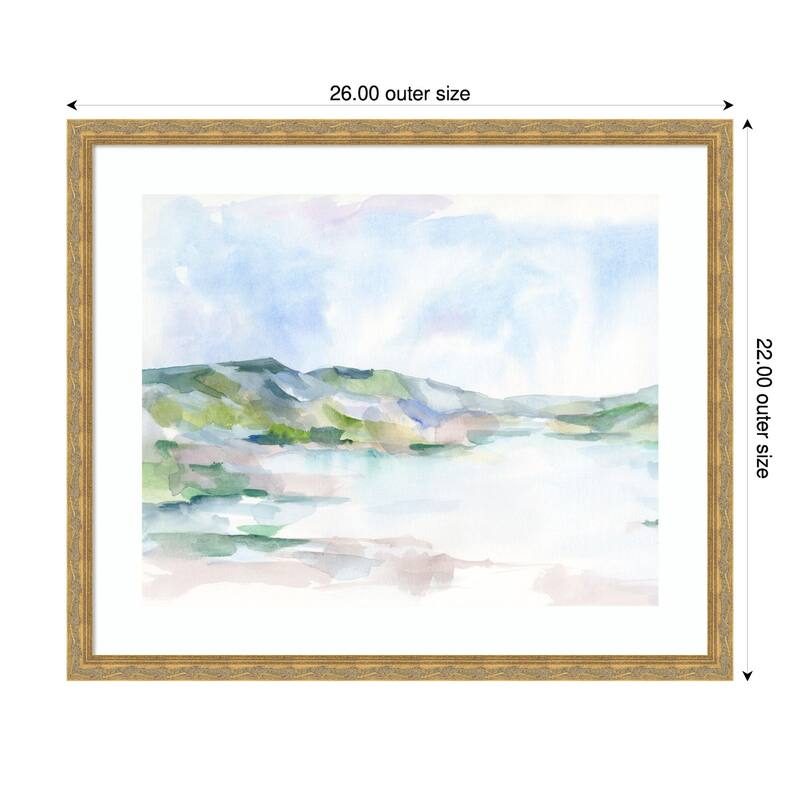 Pastel Seaside No. 1 by Ethan Harper Wood Framed Wall Art Print - Mila Dark Gold