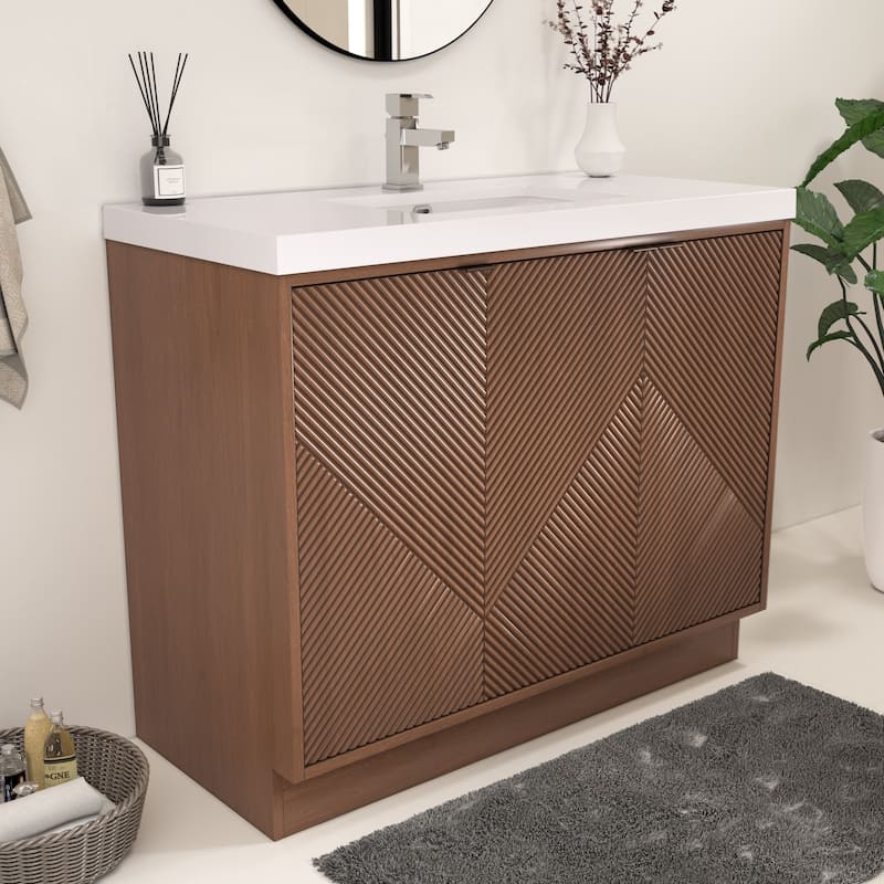 Milano 42" Freestanding (Left Doors) Bathroom Vanity with Reinforced Acrylic Sink