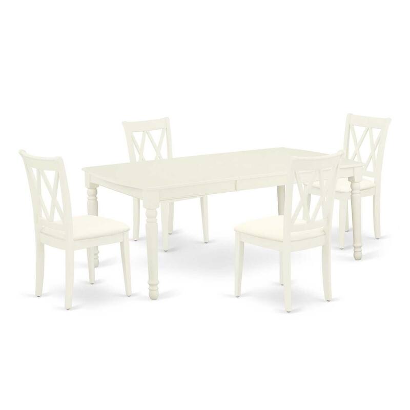 5pc Dinette Set - Linen White Table & Chairs - Kitchen Dining Room Set - Modern Design