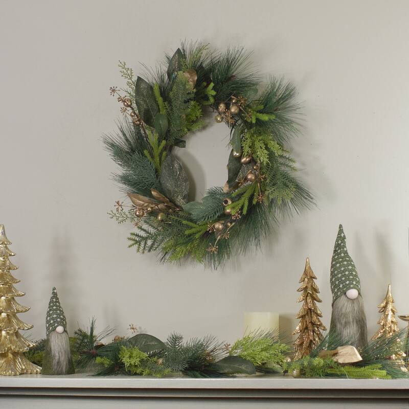 5' Leaves Berry and Cedar Glittered Dusted Artificial Christmas Garland - Unlit