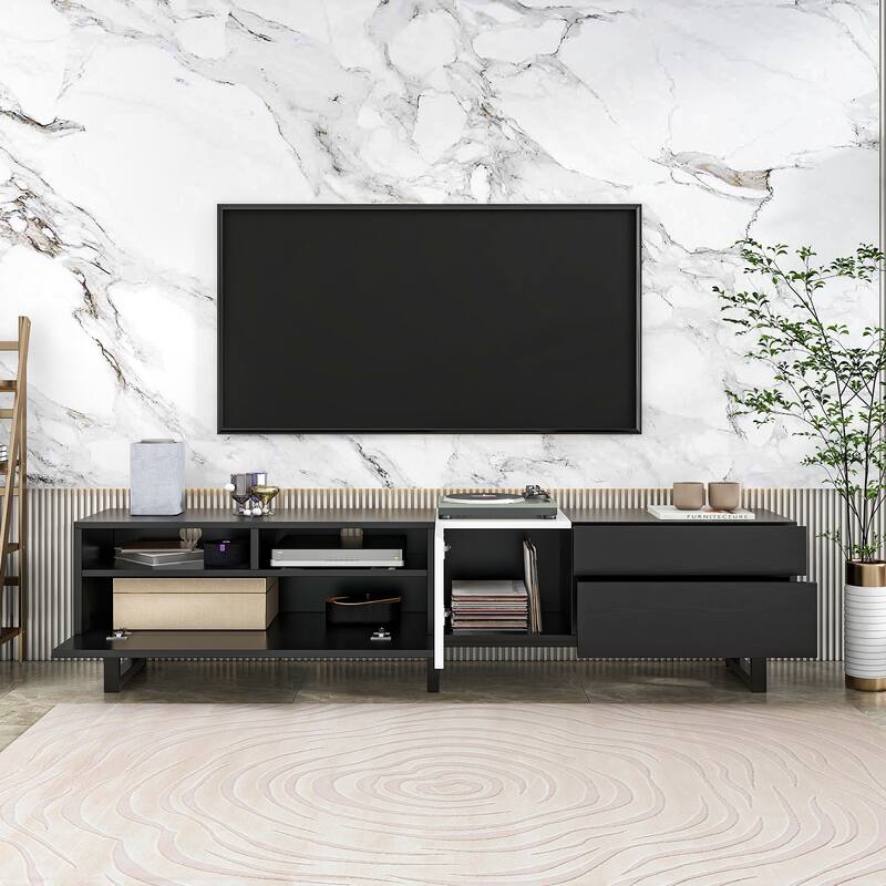 Chichoice Modern TV Stand for 80'' TVs with Double Storage Space, Media Console Table Entertainment Center for Living Rooms