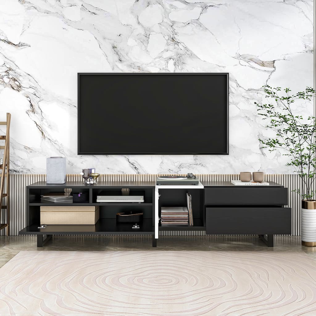 Media Console TV Stand for 80'' TV with Drop Down Door