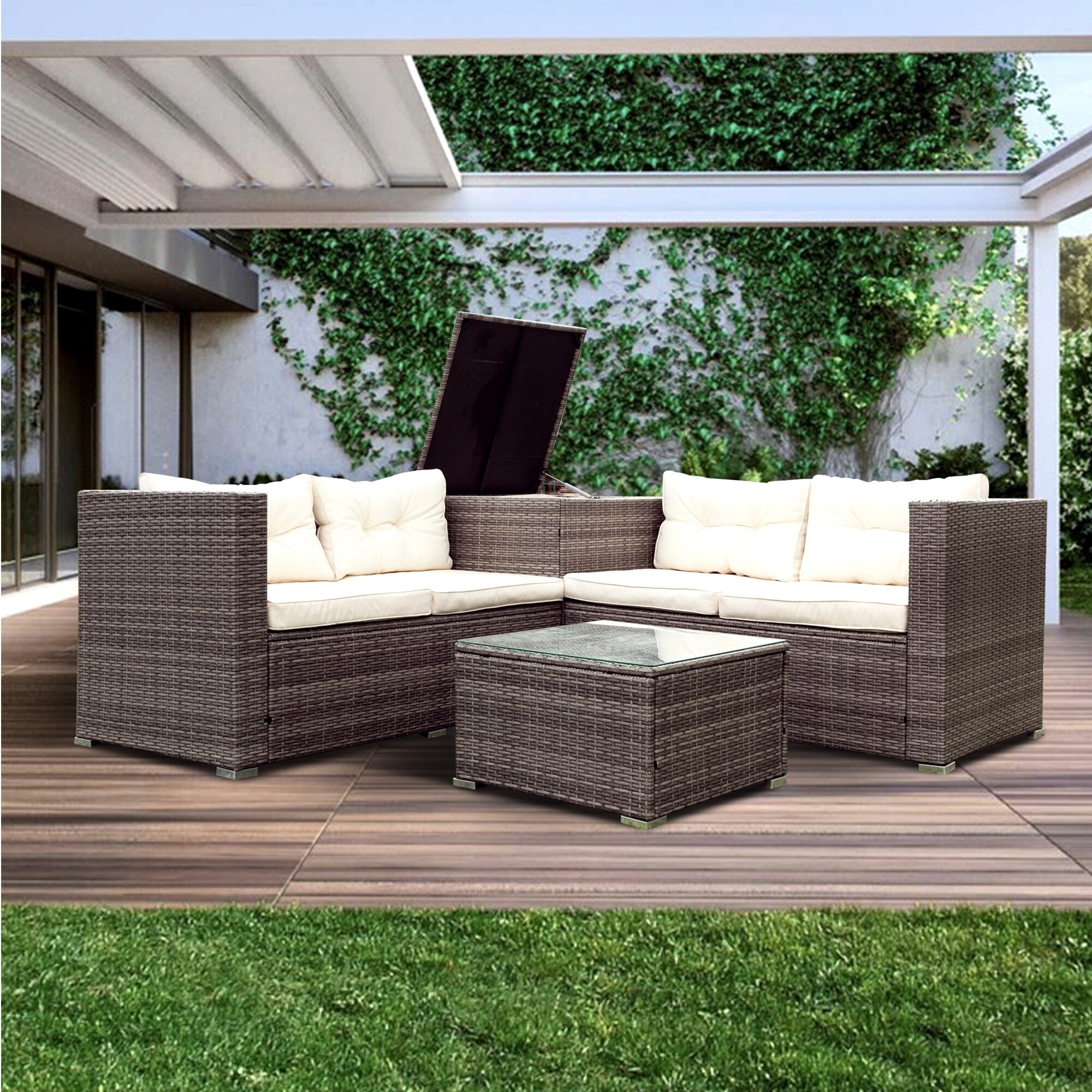 Patio sectional with cushion hotsell storage