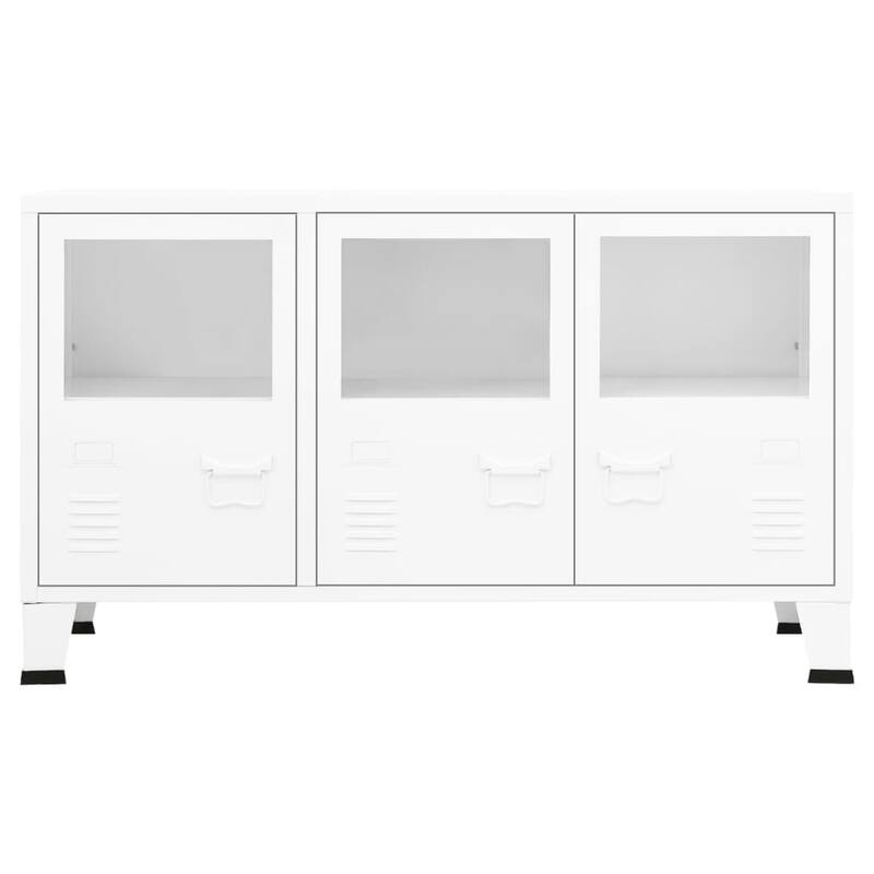 vidaXL Sideboard Industrial Storage Cabinet for Living Room Metal and Glass - 41.3" x 13.8" x 24.4"