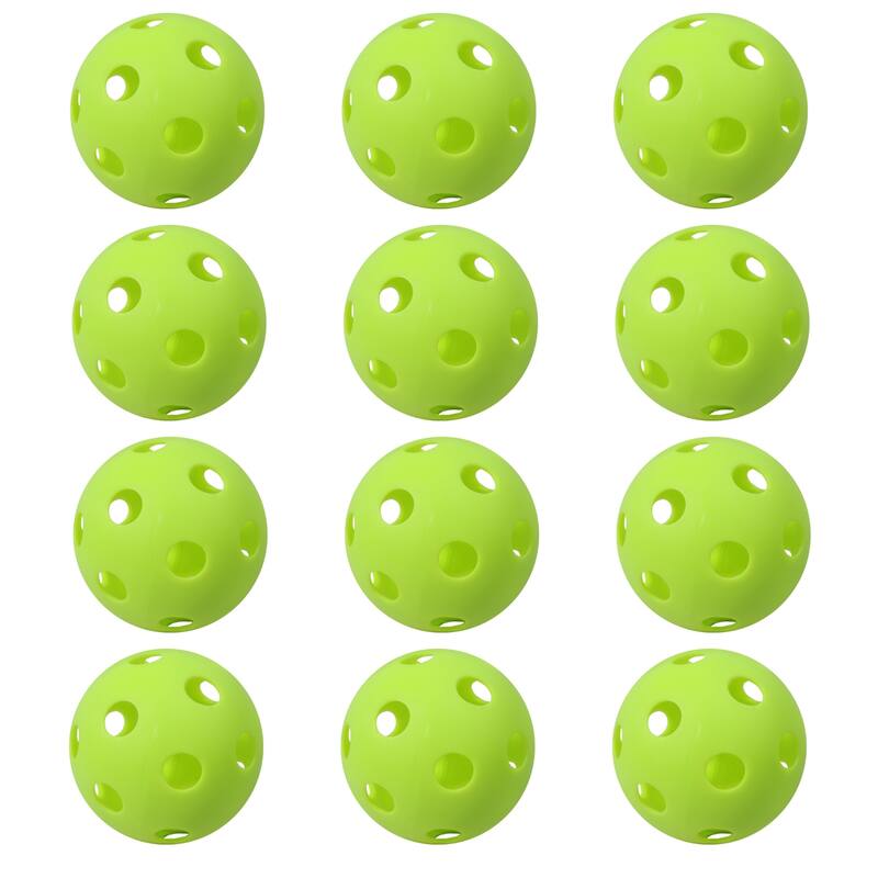 GSE™ 12-Pack Plastic Hollow Practice Baseballs, Training Softballs/Baseballs, Compatible with Indoor Pickleball Balls - Fluorescent Green