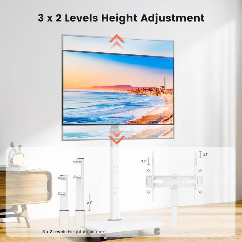 Mobile TV Cart Rolling TV Stand