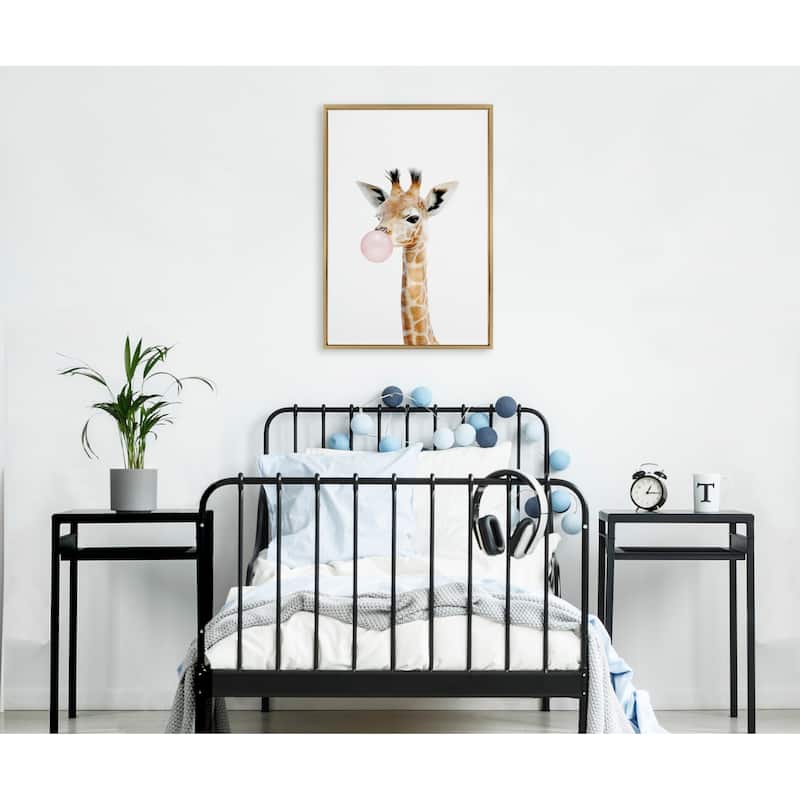 Kate and Laurel Sylvie Gum Giraffe Framed Canvas by Amy Peterson