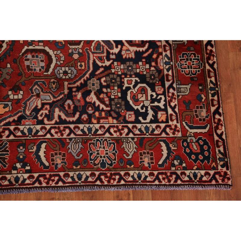 Medallion Bakhtiari Persian Vintage Rug Handmade Wool Carpet - 6'8" x 9'9"