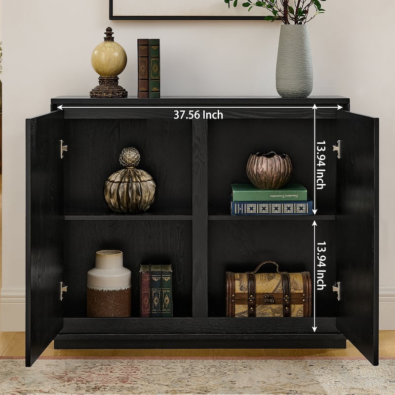 Mid-Century Small Storage Cabinet, Narrow Buffet Sideboard with Doors & Shelves Wood Credenza for Entryway, Hallway, Kitchen