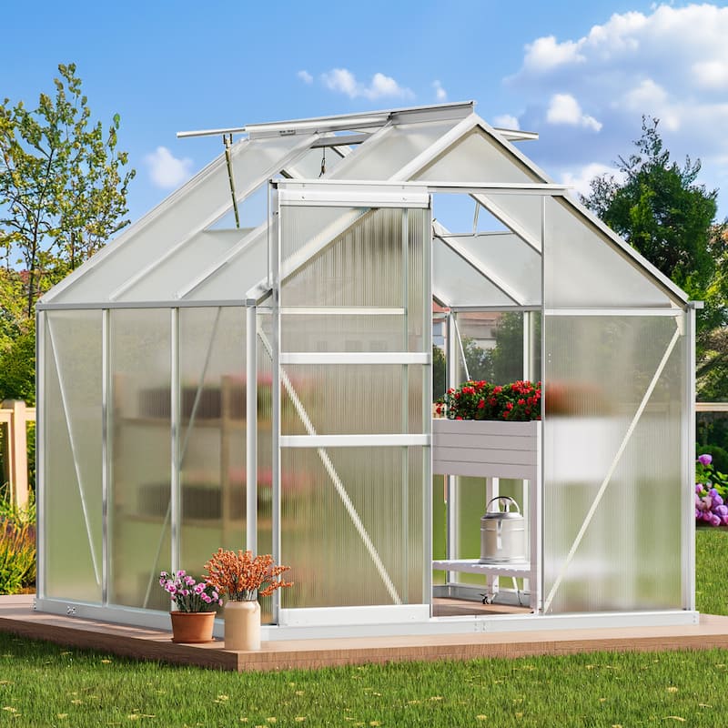 Moasis 6' X 6' Polycarbonate Walk-in Hobby Garden Greenhouse with Aluminum Frame