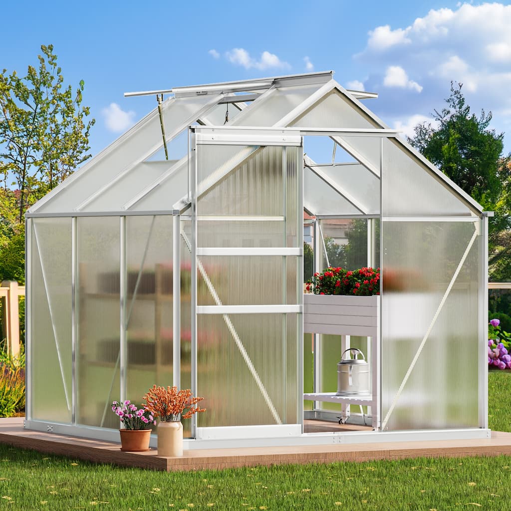 Moasis 6' X 6' Polycarbonate Walk-in Hobby Garden Greenhouse with Aluminum Frame