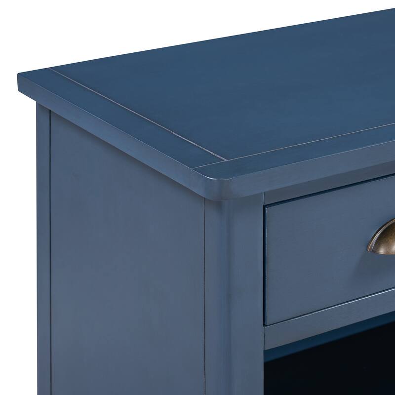 Console Table with 3 Storage Drawers, Entryway Table with 3 Water Hyacinth Woven Baskets, Sofa Table with Wooden Top
