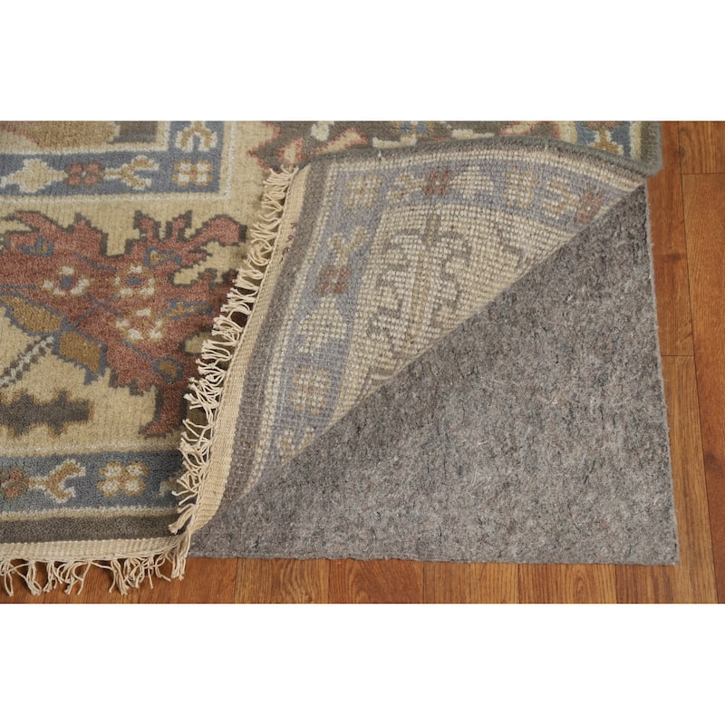 Earth Tone Brown Oushak Indian Area Rug Hand-Knotted Wool Carpet - 8'1" x 9'7"
