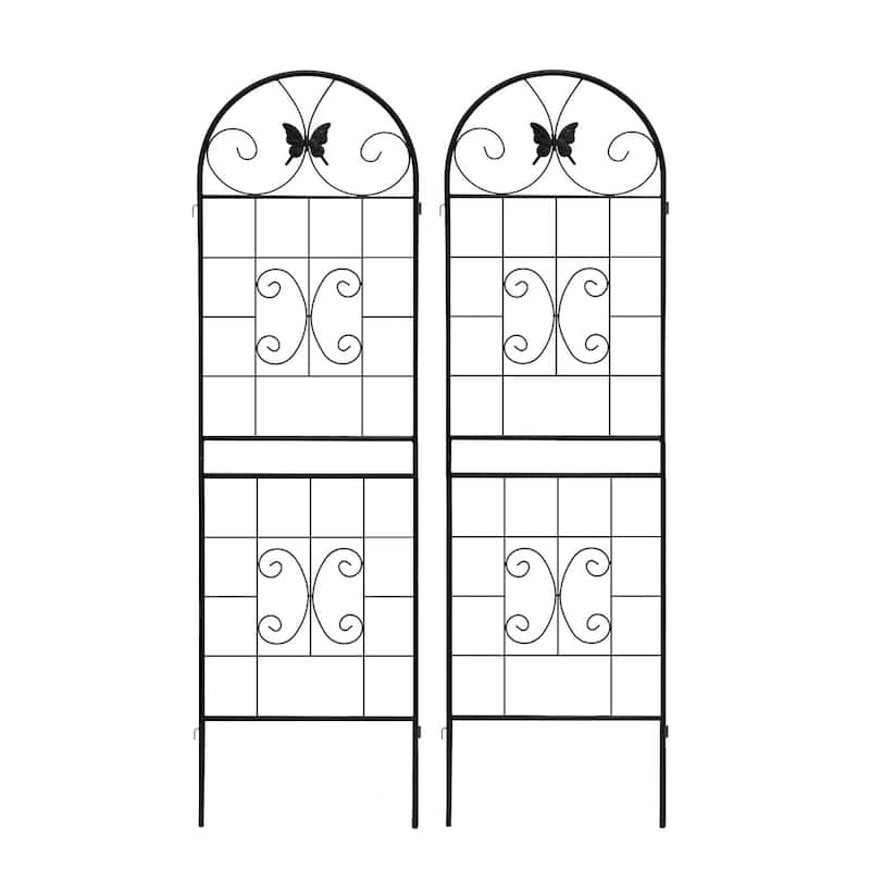 Metal Garden Trellis, 2 Pack Metal Trellis for Climbing Plants, Indoor/Outdoor Plant Trellis, Lawn Garden Fence Decor Screen