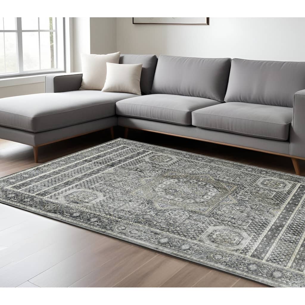 HomeRoots Medallion Transitional Rectangle Area Rug