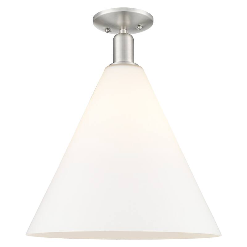 Innovations Lighting 716-1C-19-16 Berkshire Glass Semi-Flush Berkshire - Brushed Satin Nickel / Matte White