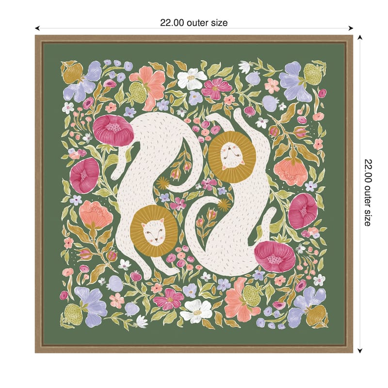 Kate and Laurel JL Lions Menagerie by Jill Labieniec Framed Canvas Wall Art Print