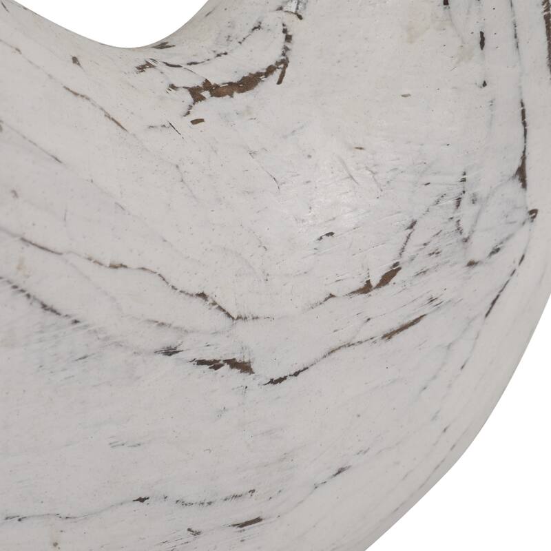 Handcrafted Wooden Whale Figurine Sculpture - 15", White - 15.0"