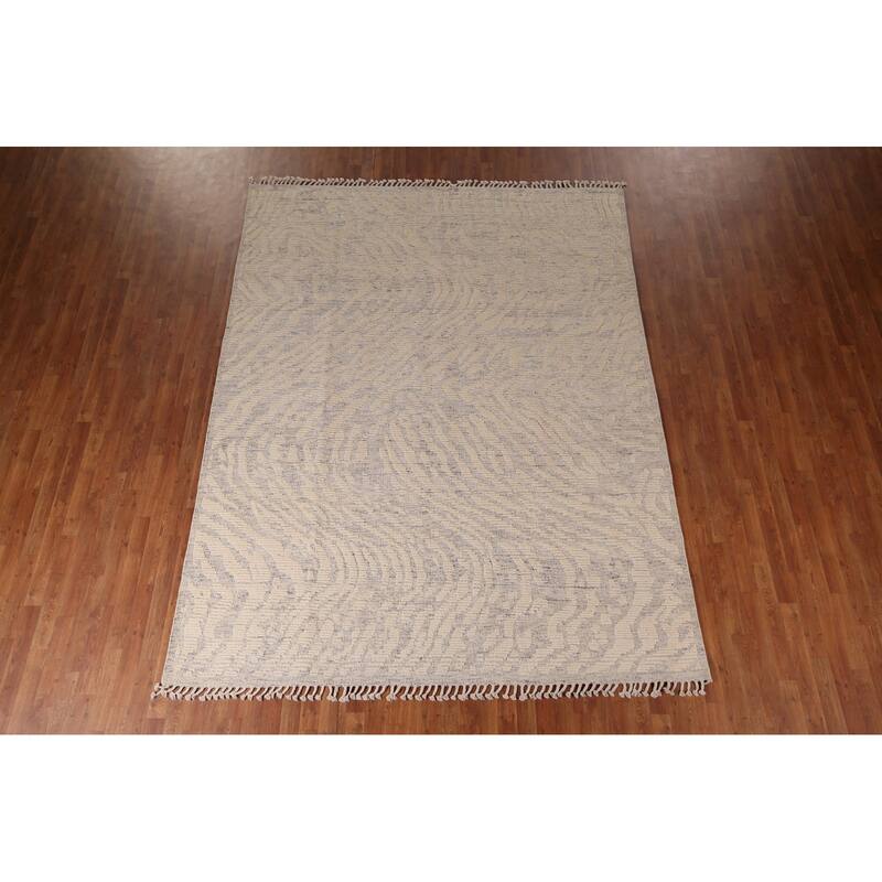 All-Over Moroccan Abstract Area Rug Handmade Wool Carpet - 7'11"x 10'4"