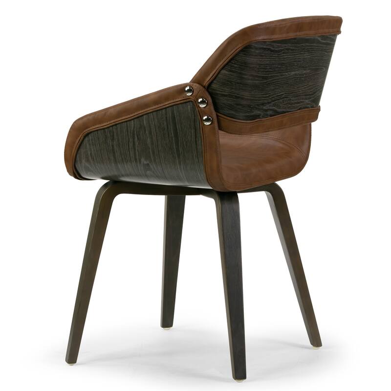 Amal Brown Dining Chair with Grey Wood Accent and Bentwood Legs