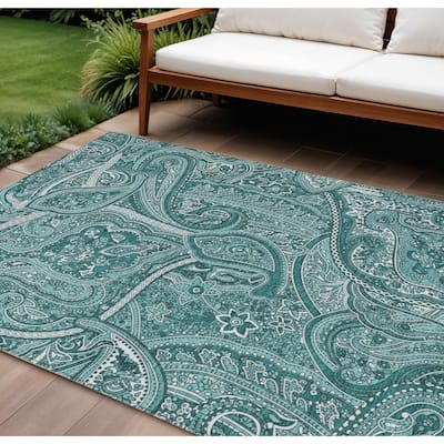 HomeRoots Paisley Traditional Rectangle Outdoor Rug