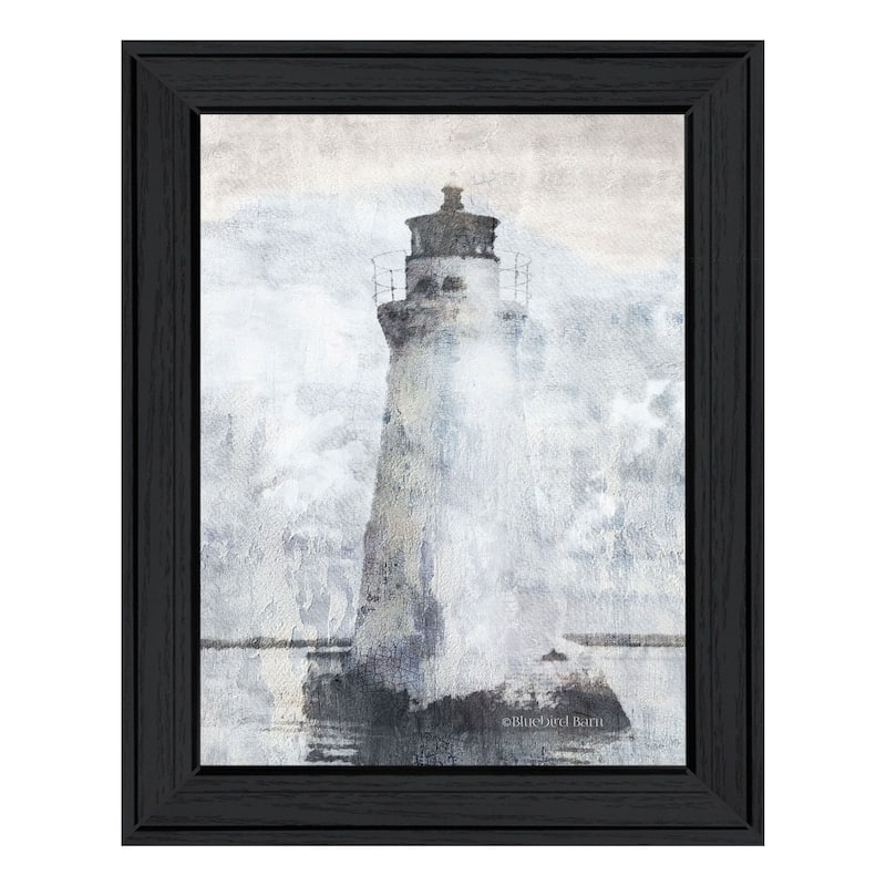 TrendyDecor4U Contemporary "Lighthouse" Framed Print Wall Art - Charcoal