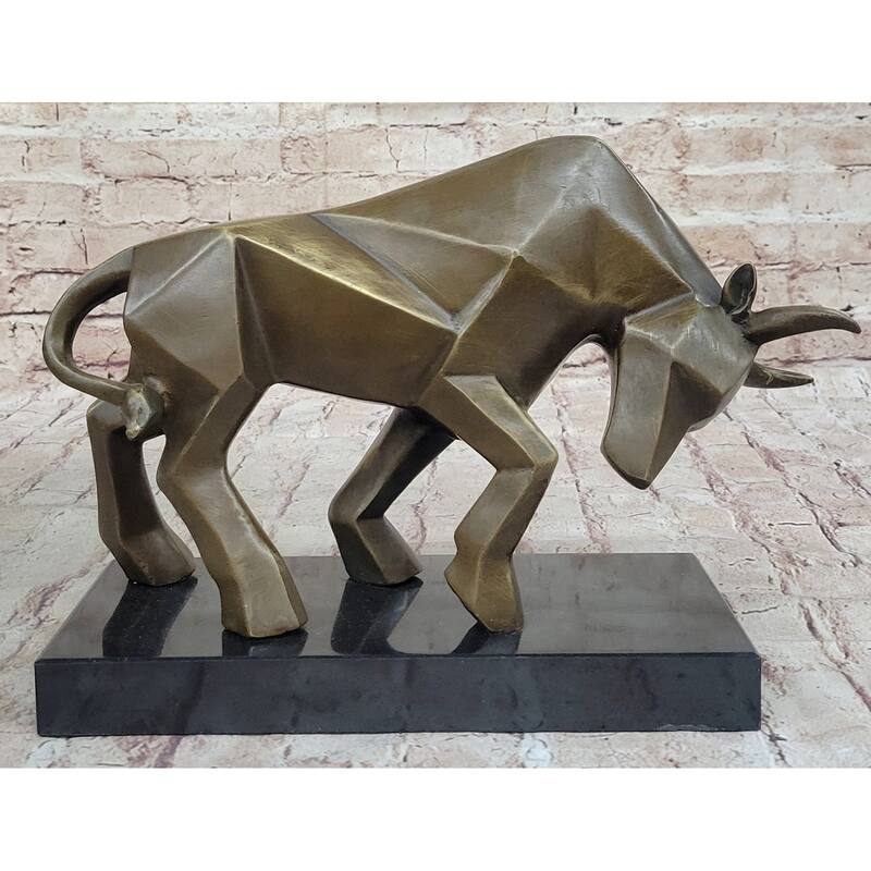 Geometric Abstract Modern Art Bronze Imitative Bull Sculpture Statue Original Signed Fransisci