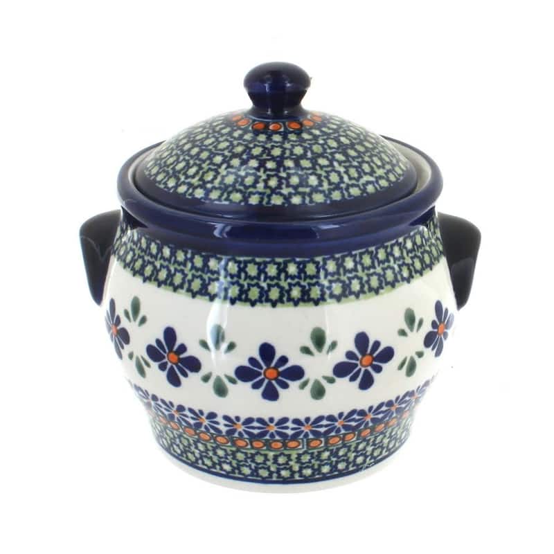 Blue Rose Polish Pottery 1096 Zaklady Small Canister - Mosaic Flower