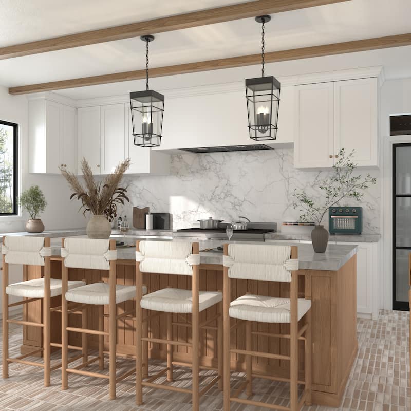 Acroma 3-Light Matte Black Outdoor Pendant Lantern