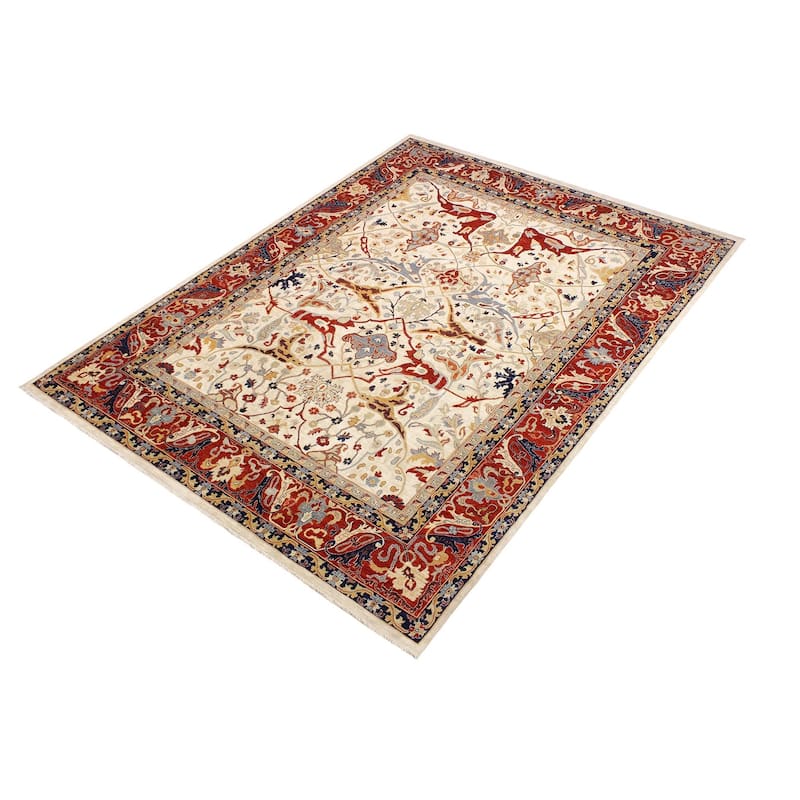 Shabby Chic Ziegler Adeline Ivory Rust Hand-Knotted Wool Rug - 11'10'' x 14'8''