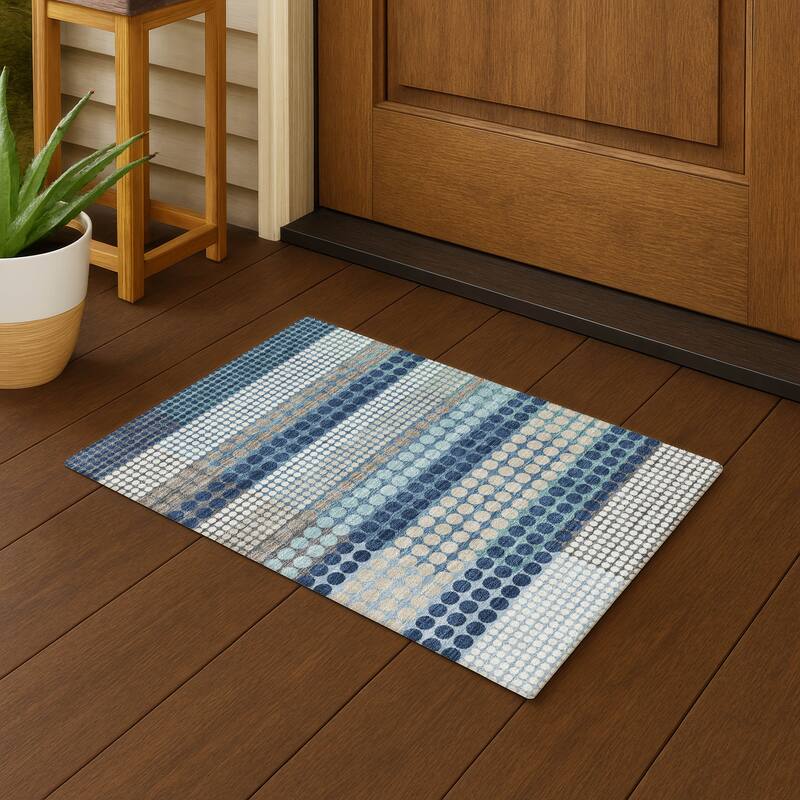 Machine Washable Indoor/ Outdoor Casual Dotty Chantille Rug - Blue - 1'8" x 2'6"