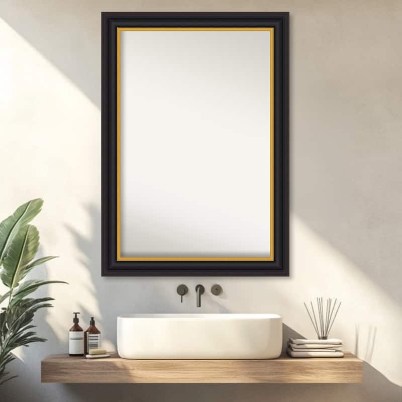 Sierra Non-Beveled Wood Framed Bathroom Vanity Wall Mirror