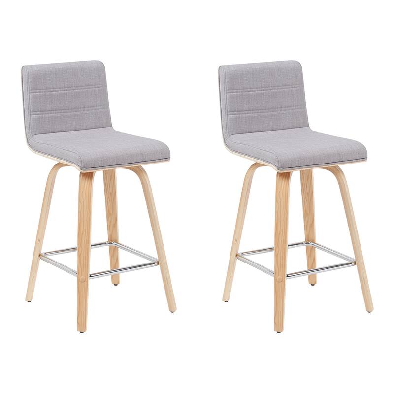 Skara Mid-Century Swivel Counter Stool, Upholstered Counter Height Chair with Bentwood Legs