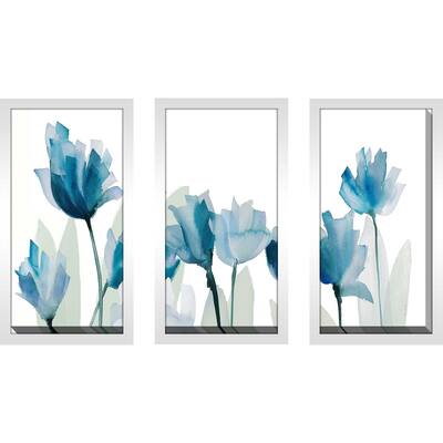 "Blue Triple Whisper Garden II" 3 Piece Print on Acrylic