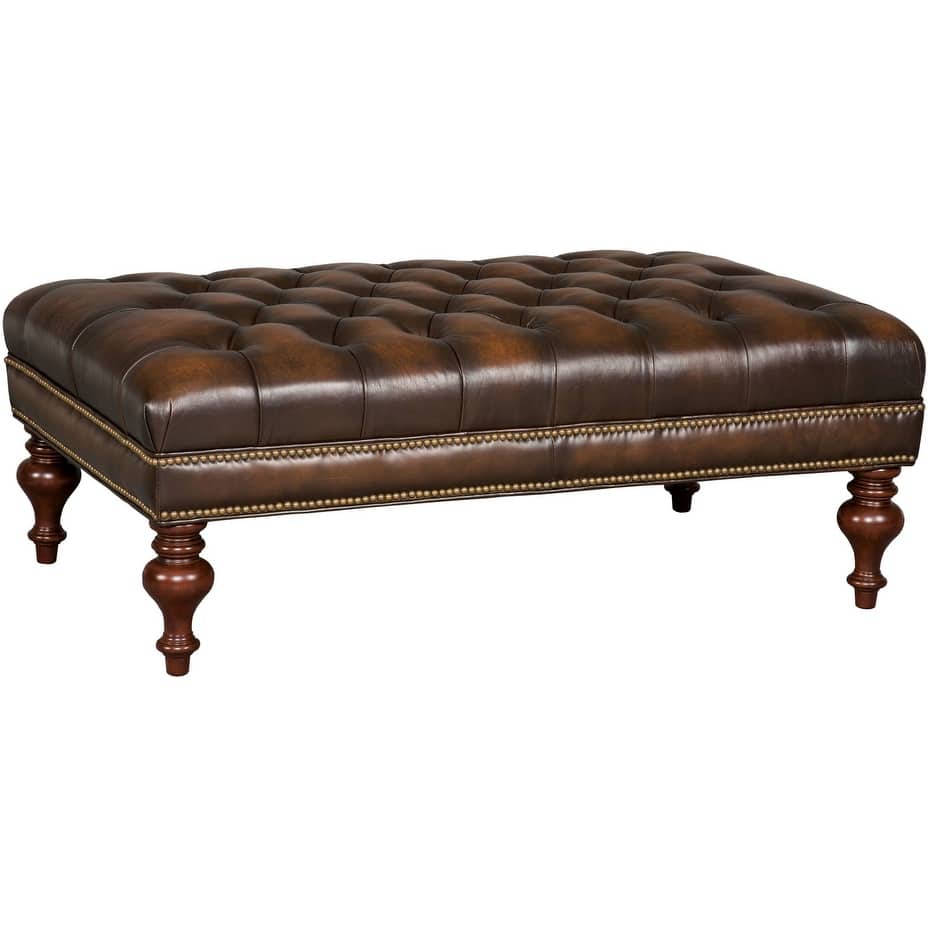 Hooker Furniture 48 Inch Wide Leather Ottoman from the Kingley