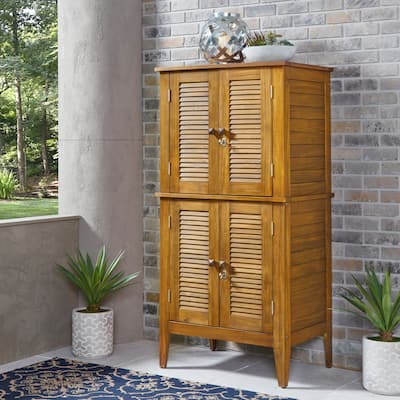 Homestyles Maho Brown Wood Outdoor Storage Cabinet - 32" x 22" x 64"