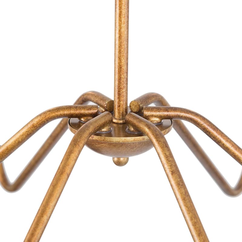 Rustic Brushed Brass Chandelier 6-light Metal Candle Pendant for Dining Room