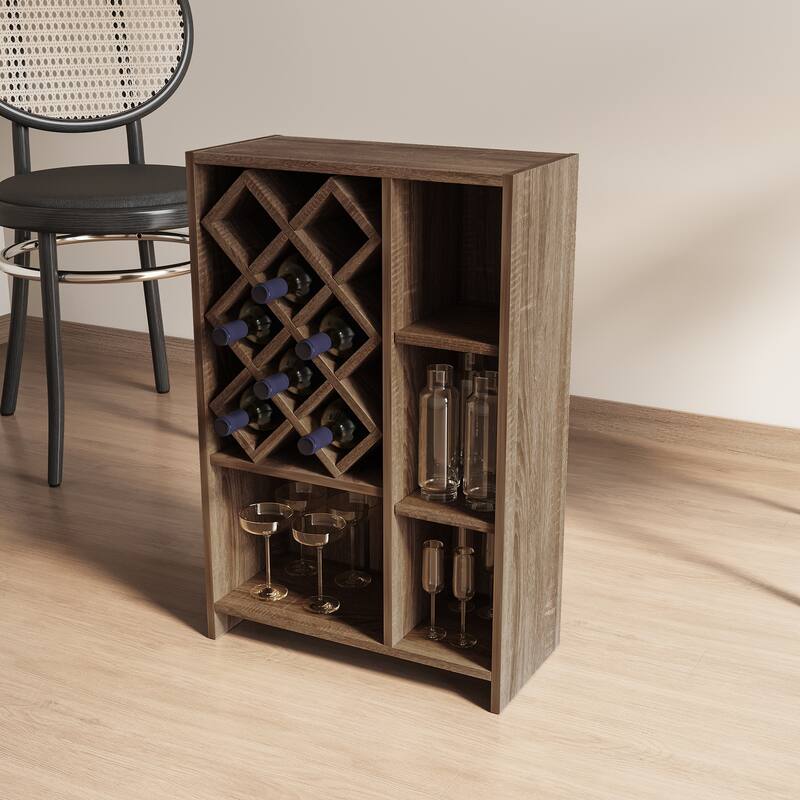 Kitchen Bar Table with Storage Shelves For Kitchen,Dining Room Dark