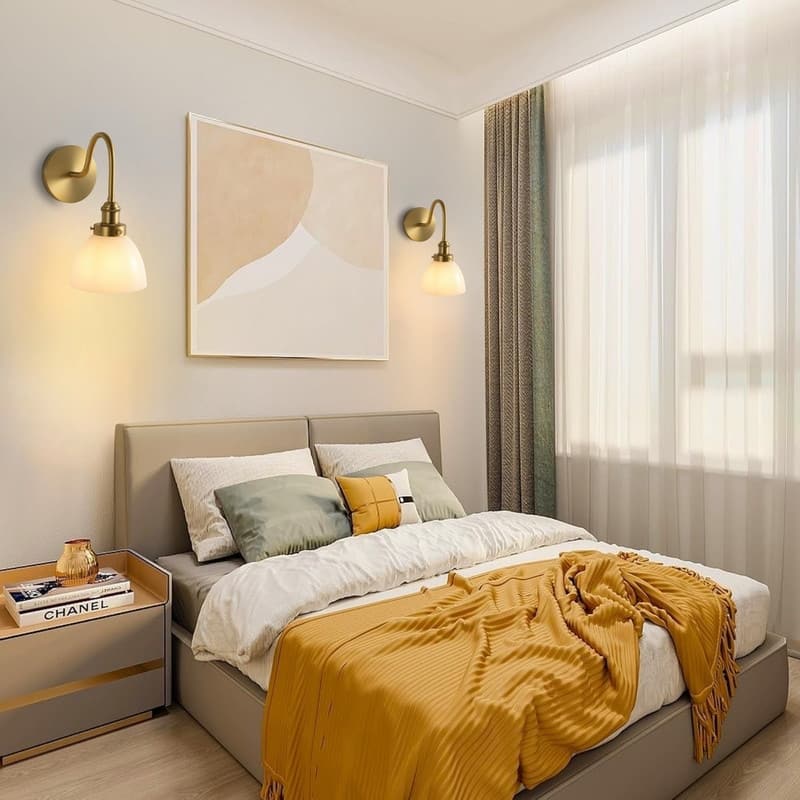 LED wall sconce gold wall light brass, glass wall light fixture