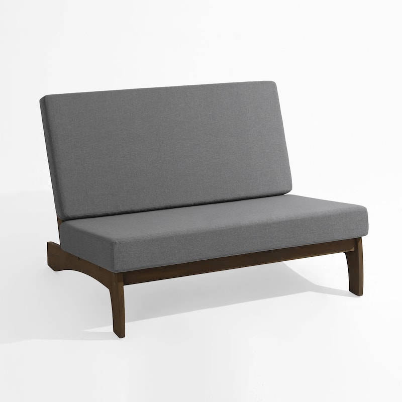 4 Piece Outdoor Wood Loveseat Chair Conversation Set with Cushion