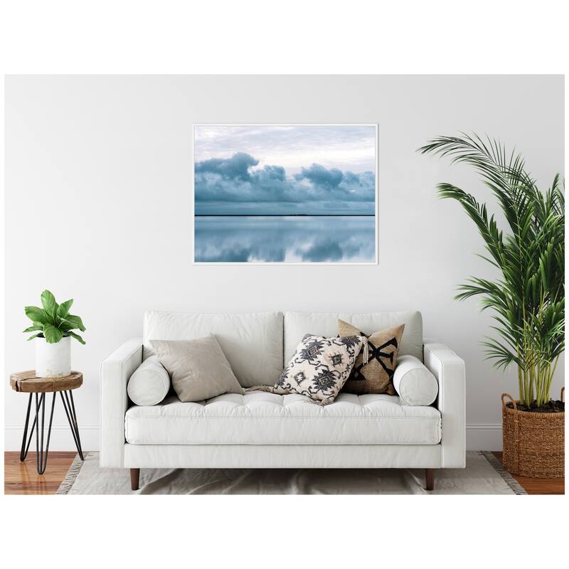 Kate and Laurel Sylvie Minimalist Sky Reflection In Iceland Framed Canvas by Michael Schauer